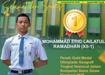 Mohammad Eric MAN 1 Gresik Sukses Raih Medali Emas Olimpiade Geografi Tingkat Nasional