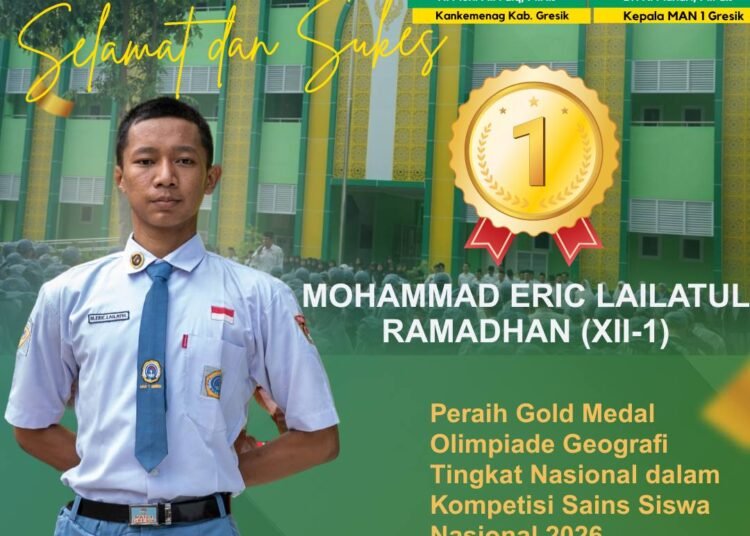 Mohammad Eric MAN 1 Gresik Sukses Raih Medali Emas Olimpiade Geografi Tingkat Nasional