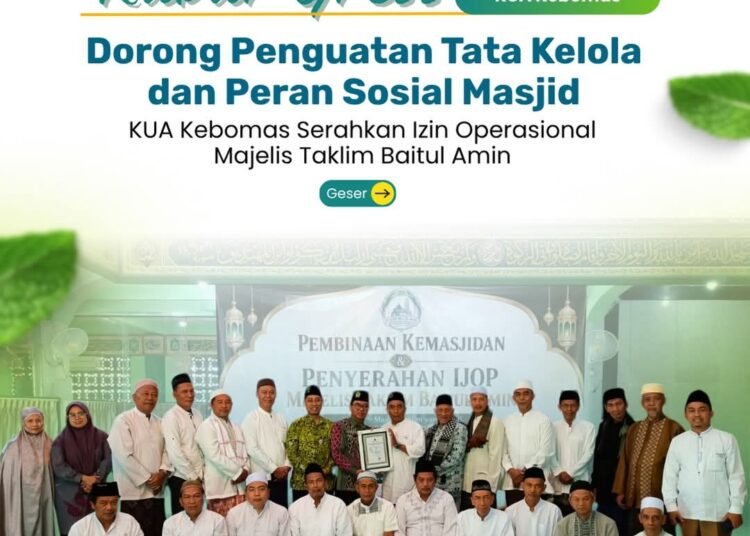 KUA Kebomas Istiqomah Gelar Pembinaan Kemasjidan sekaligus Serahkan Izin Operasional Majelis Taklim Baitul Amin