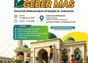 Kemenag Gresik Serukan Sukseskan Gerakan Bersih-Bersih Masjid Serentak di Seluruh Indonesia