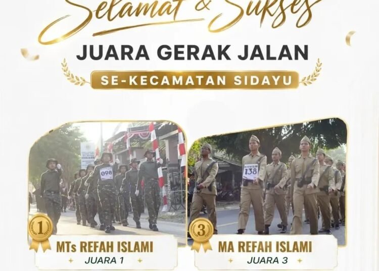 Semangat Kemerdekaan, Santri Refah Islami Juara 1 dan 3 Gerak Jalan Tradisional se-Kecamatan Sidayu 