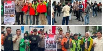 Peduli Nasib Ojol, Kapolsek Kebomas Bagikan Sembako dan BBM Gratis