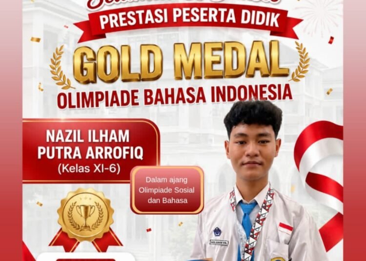 NAZIL ILHAM PUTRA ARROFIQ, SISWA MAN 1 GRESIK RAIH GOLD MEDALI OLIMPIADE BAHASA INDONESIA TINGKAT NASIONAL