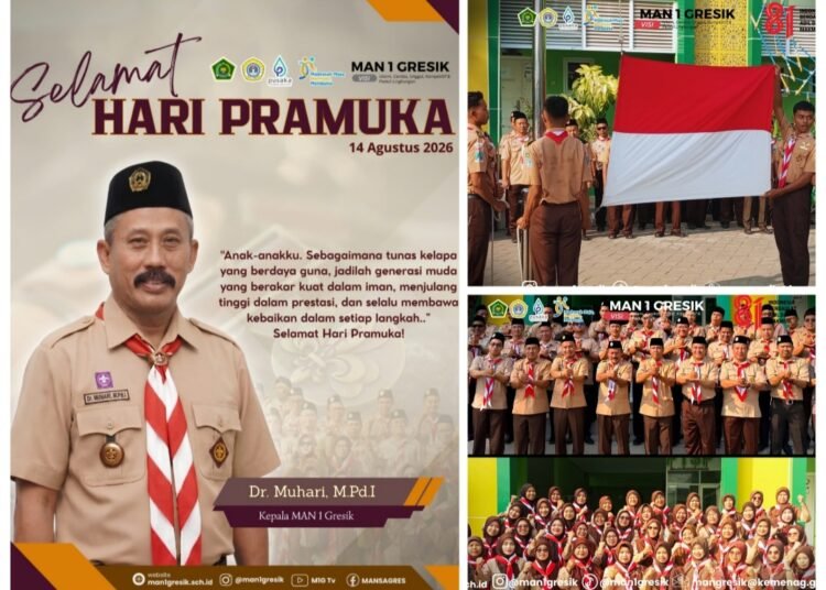 MAN 1 Gresik Gelar Upacara Hari Pramuka Penuh Khidmat dan Semangat Kebersamaan