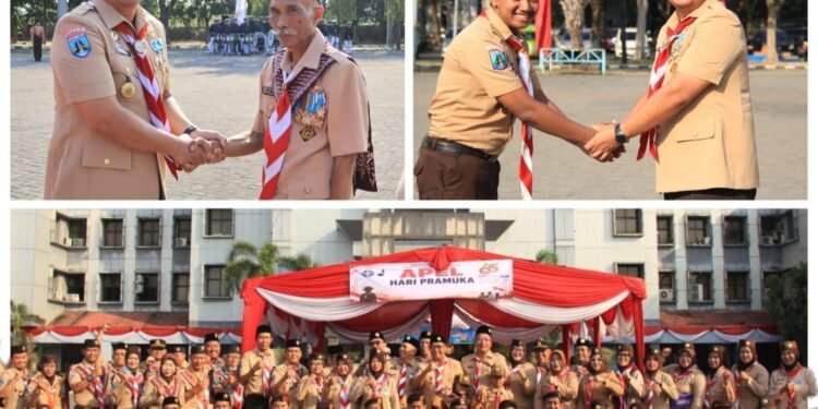 Penuh Semangat !! Wabup Alif Pimpin Apel Besar Peringatan Hari Pramuka ke-65 di Kota Santri Gresik 