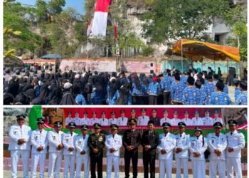 Semarak HUT ke-81 RI, PKDI Ujungpangkah Hadiri Pengibaran Bendera Raksasa di Tebing Kapur Wisata Sekapuk Smart Land