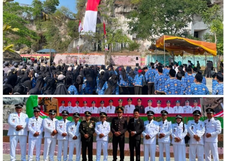 Semarak HUT ke-81 RI, PKDI Ujungpangkah Hadiri Pengibaran Bendera Raksasa di Tebing Kapur Wisata Sekapuk Smart Land