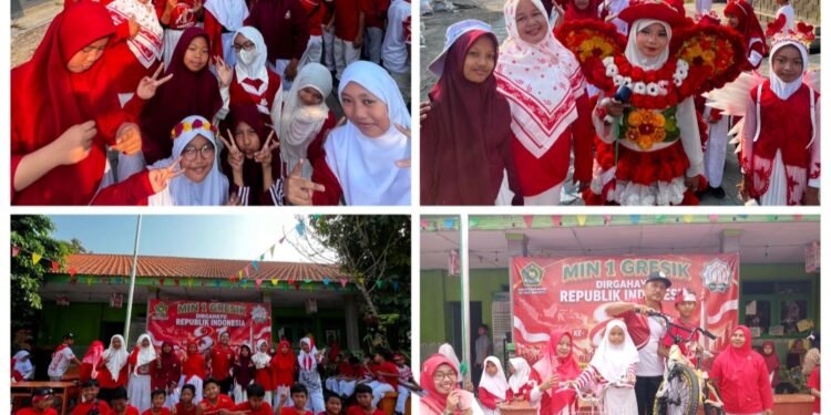 Pawai Merah Putih Semarak HUT ke-81 RI di MIN 1 Gresik, 700 Murid dan Guru Tumpah Ruah Rayakan Kemerdekaan