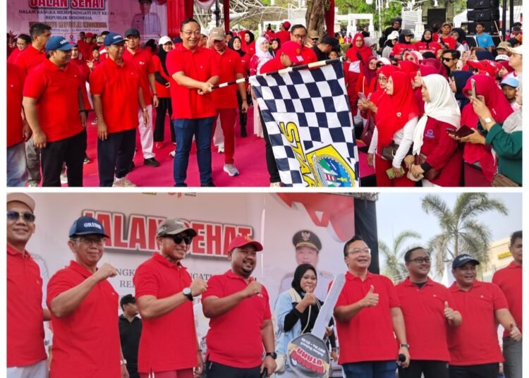 Forkopimda Gresik Kompak Bikin Ribuan Masyarakat Gresik Sumringah lewat Jalan Sehat HUT RI