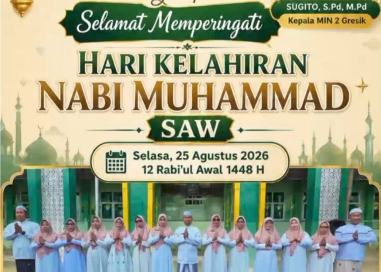 Keluarga Besar MIN 2 Gresik Ucapkan Selamat Memperingati Maulid Nabi Muhammad SAW