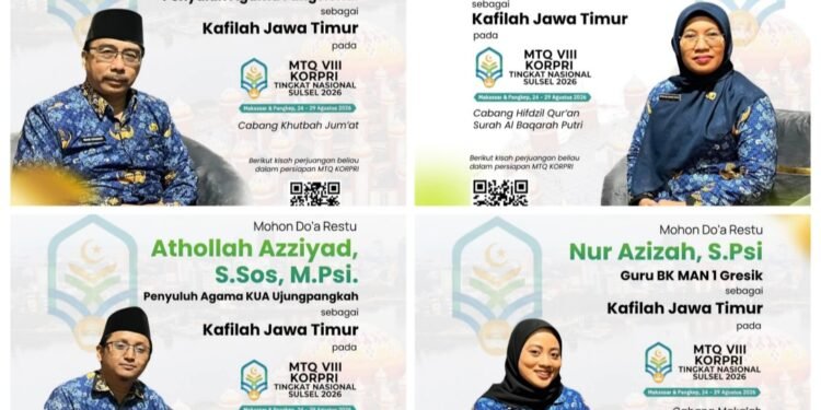 4 ASN Kemenag Gresik Wakili Kafilah Jawa Timur Berlaga di Ajang MTQ VIII KORPRI Tingkat Nasional 2026 di Makassar