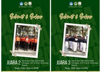 UPT SMPN 10 Gresik Sabet Juara 2 dan 3 Gerak Jalan Tradisional se-Kecamatan Bungah