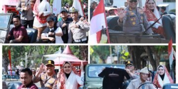 Kapolres Gresik Naik Mobil Klasik di Gresik Merdeka Carnival 2026: Ajak Warga Jogo Gresik