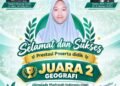Kaysa Raih Juara 2 Geografi OMI Kabuputen Gresik, Dr. H. Muhari: Terus Melangkah Raih Prestasi Lebih Tinggi !!