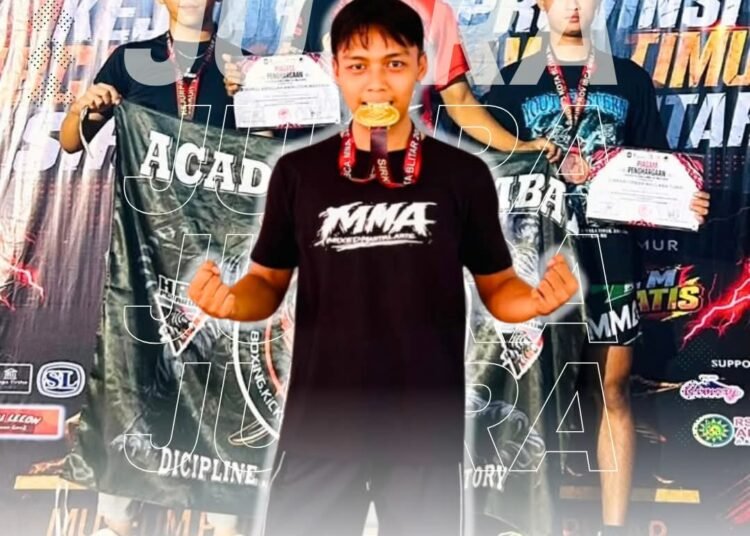 Syahrul Abdillah MAN 2 Gresik Rebut Emas Kelas 65,8 Kg Junior Putra di Kejuaraan Provinsi IBCA MMA 2026 di Blitar