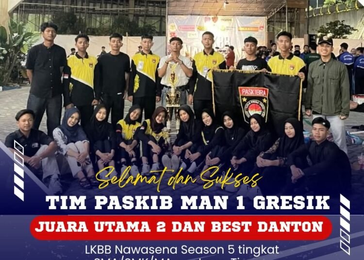 Tim Paskib MAN 1 Gresik Sukses Raih Juara Utama 2 dan Best Danton LKBB Nawasena se-Jawa Timur