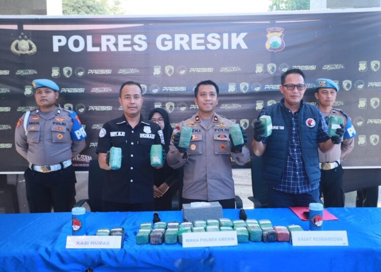 Respon Cepat 110 Satresnarkoba Polres Gresik Berhasil Temukan 10,8 Kg Ganja dalam Vespa di Gudang Ekspedisi