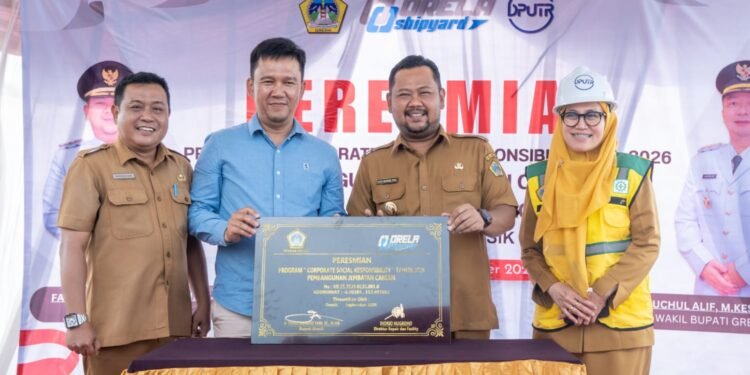 Jembatan Cabean Ngemboh-Dalegan Kembali Berfungsi, Bupati Gresik Resmikan Program CSR PT Orela Shipyard 2026