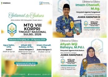 Kemenag Ucapkan Selamat kepada Para ASN Gresik Sukses Raih Juara di Ajang MTQ VIII KORPRI Tingkat Nasional 2026
