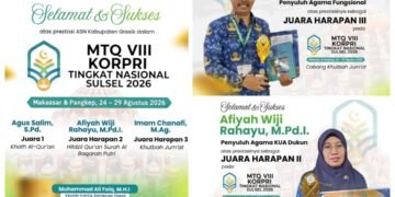 Kemenag Ucapkan Selamat kepada Para ASN Gresik Sukses Raih Juara di Ajang MTQ VIII KORPRI Tingkat Nasional 2026