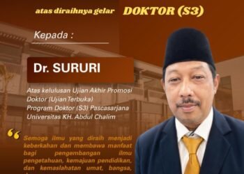 Dinas Pendidikan Gresik Ucapkan Selamat H. Sururi Raih Gelar Doktor di Universitas KH. Abdul Chalim