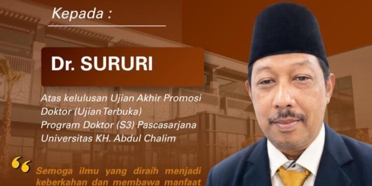 Dinas Pendidikan Gresik Ucapkan Selamat H. Sururi Raih Gelar Doktor di Universitas KH. Abdul Chalim