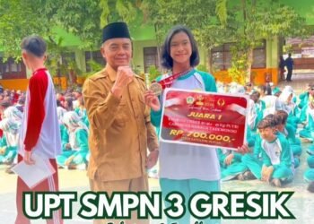 UPT SMPN 3 Gresik Sabet Juara 1 Bupati Cup Gresik Kyorugi Under-49 kg Junior
