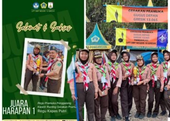 Regu Kapas Putri UPT SMPN 10 Gresik Raih Juara Harapan 1 Kwartir Ranting Gerakan Pramuka Bungah