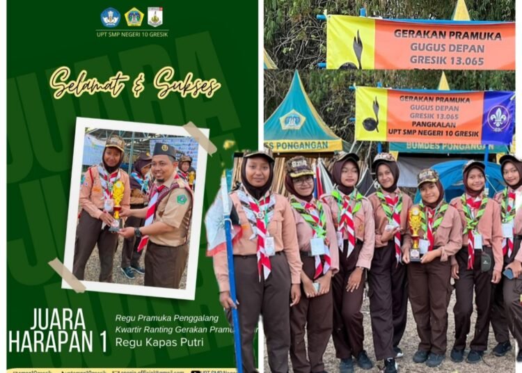 Regu Kapas Putri UPT SMPN 10 Gresik Raih Juara Harapan 1 Kwartir Ranting Gerakan Pramuka Bungah
