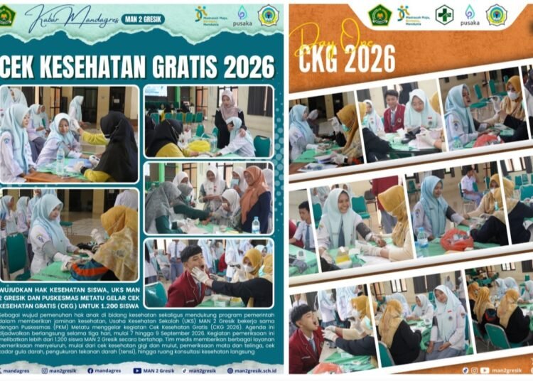Wujudkan Fisik Prima Semangat Belajar Optimal, Ribuan Siswa MAN 2 Gresik Dapatkan Cek Kesehatan Gratis 