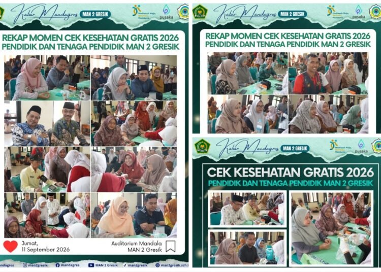 Sempurnakan Ikhtiar Kesehatan, Pendidik dan Tenaga Kependidikan MAN 2 Gresik Ikuti Cek Kesehatan Gratis