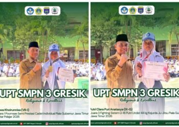 Najwa dan Putri Siswi UPT SMPN 3 Gresik Sukses Raih Juara Taekwondo dan Jujitsu Piala Gubernur Jatim