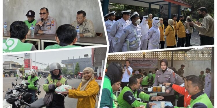Mugeb dan Satlantas Polres Gresik Adakan Mugeb Charity untuk Pengemudi Ojol di SPBU