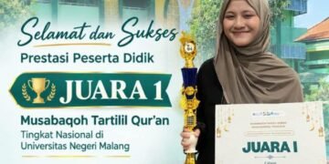 Istimewa !! Zahra Aulia Putri Siswi MAN 1 Gresik Raih Juara 1 Musabaqah Tartil Qur’an Tingkat Nasional