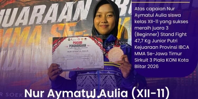 Prestasi Membanggakan !! Nur Aymatul Aulia Siswi MAN 1 Gresik Sabet Juara 3 IBC MMA se-Jawa Timur