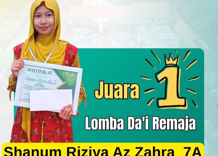 Shanum, Murid MTsN Gresik Raih Juara 1 Lomba Da’i Remaja di Momen Peringatan Hari Santri Nasional 