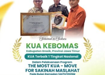 KUA Kebomas Kemenag Gresik Dinobatkan sebagai KUA Terbaik 1 Tingkat Nasional