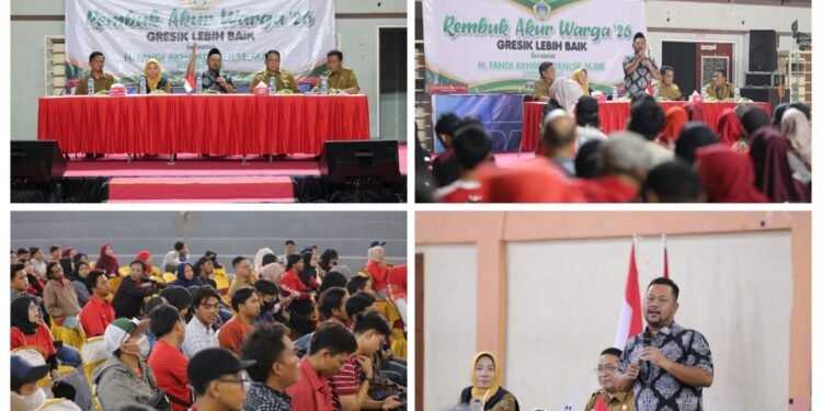 Bupati Gus Yani Dorong Pemerataan Bansos melalui Portal Perlinsos Digital dalam Rembuk Akur Warga 2026 “Gresik Lebih Baik”