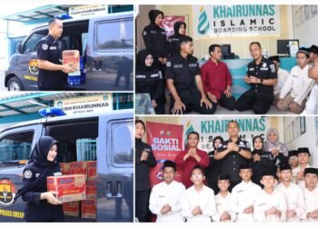 Polres Gresik Salurkan Bantuan Sembako ke Panti Asuhan Nurul Hayat di Momen HUT ke-75 Humas Polri