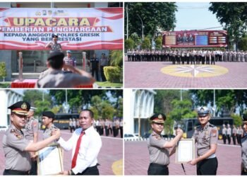 Kapolres Gresik Berikan Penghargaan kepada Anggota yang Sigap Selamatkan Korban Pengeroyokan