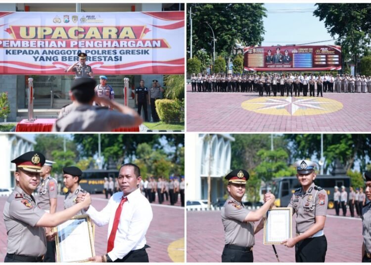 Kapolres Gresik Berikan Penghargaan kepada Anggota yang Sigap Selamatkan Korban Pengeroyokan