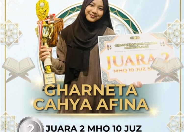 Garnetha Cahya Afina, Siswi MAN 1 Gresik Raih Juara 2 MHQ 10 Juz Tingkat Nasional